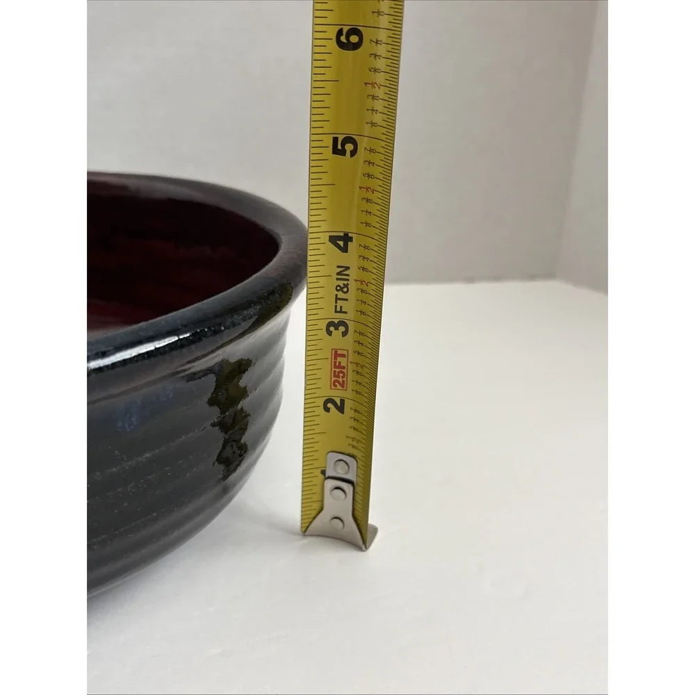 Studio Art Signed Handmade Glazed Burgundy Bundt Pottery